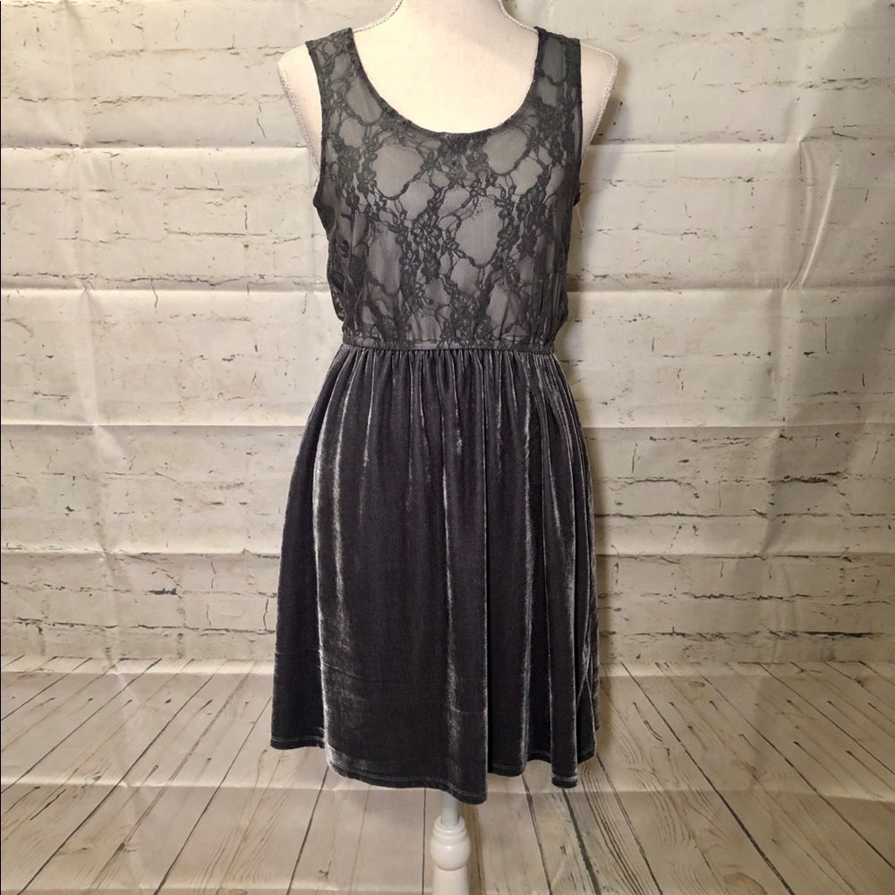 New Price! Red Camel Lace Overlay Mini Dress